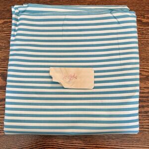 Vintage 10+Yds Blue & White Striped Cotton Muslin Fabric 38" W Uncut Mid-Century